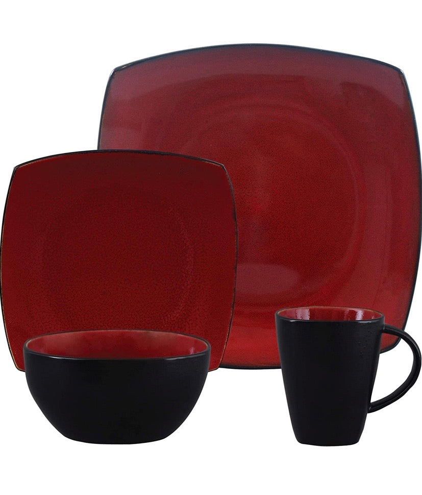 16-Piece Square Reactive Glaze Dinnerware Set