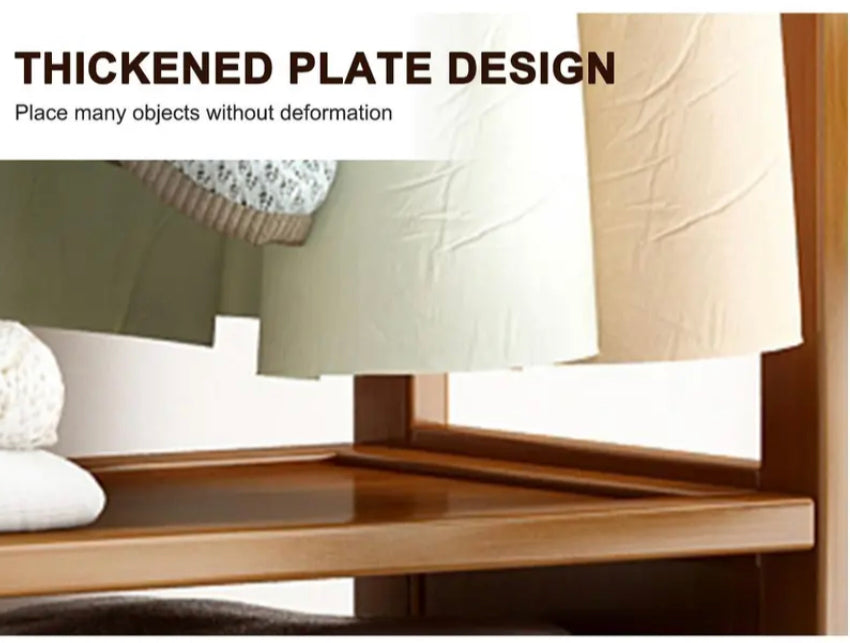 Solid Wood Coat Rack Stand Clothes Hanging Rail Rack Shelf Closet Hooks Storage Shelf