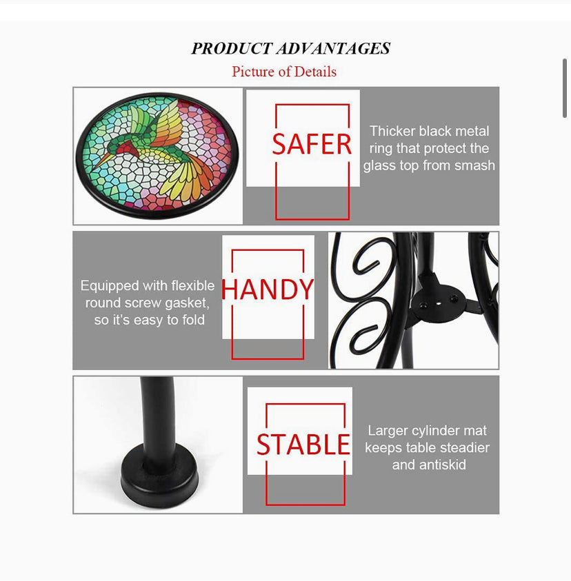 Liffy Outdoor Mosaic Side Table Hummingbird Bench