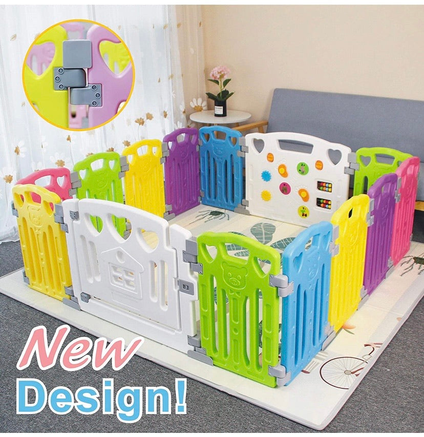 Baby Playpen Kids Activity Centre Safety Play Yard Home Indoor Outdoor New Pen (multicolour, Classic set 14 panel)