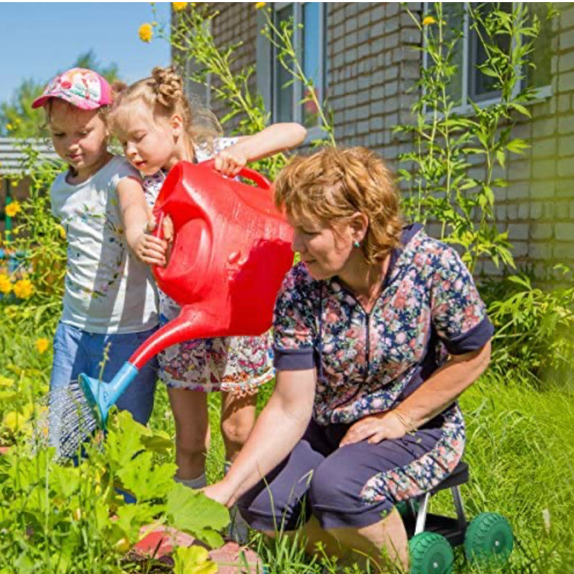 Pure Garden 82-VY021 Cart Rolling Stool with Wheels Seat, and Tool Tray for Weeding, Planting, or Lawn Care β Gardening Accessories and Supplies, 17.5x19, Green/Black