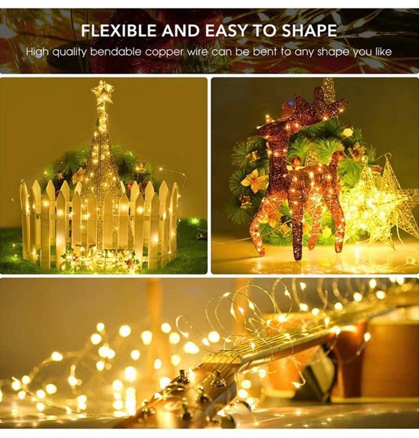 Solar String Lights Outdoor 2 Pack 120LED Solar Garden Lights Waterproof 12M/40Ft 8 Modes Indoor Fairy Lights Copper Wire Decorative Lighting for Patio, Yard, Party, Wedding (Warm White)