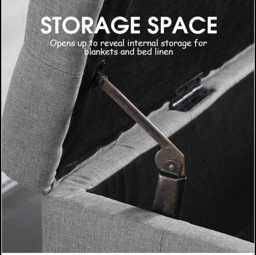 Levede Storage Ottoman Blanket Box Fabric Large Rest Chest Toy Foot Stool Grey