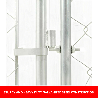 Dog Kennel Run Cage Galvanized Steel Fencing Pet Playpen Enclosure with Roof 2x2