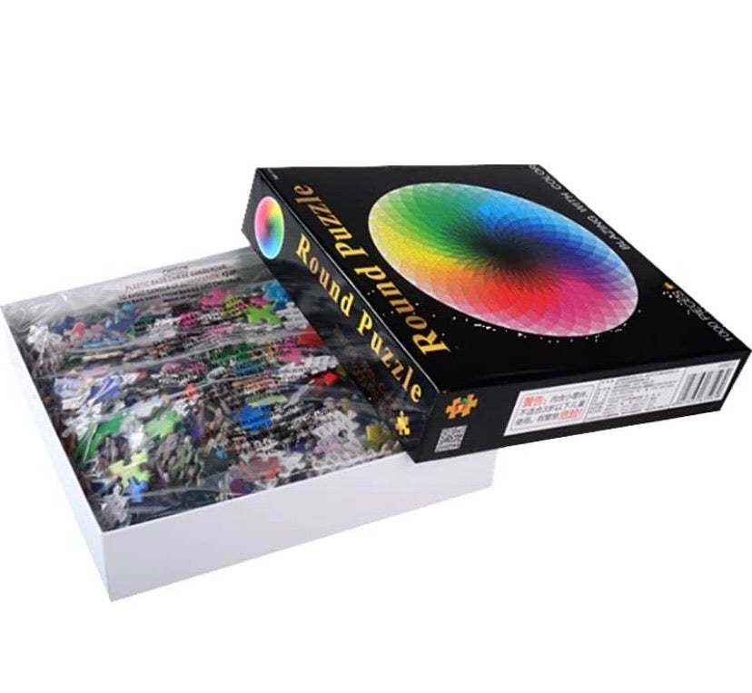 LRRH 1000 Pcs Round Jigsaw Puzzles Rainbow Palette Intellectual Game for Adults and Kids