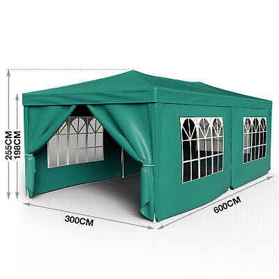 Gazebo Marquee 3x6 Camping Wedding Party Tent Canopy w/Side Wall&Windows