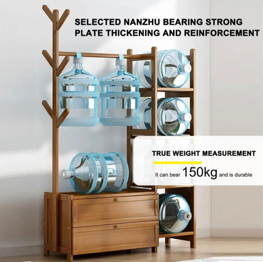 Solid Wood Coat Rack Stand Clothes Hanging Rail Rack Shelf Closet Hooks Storage Shelf