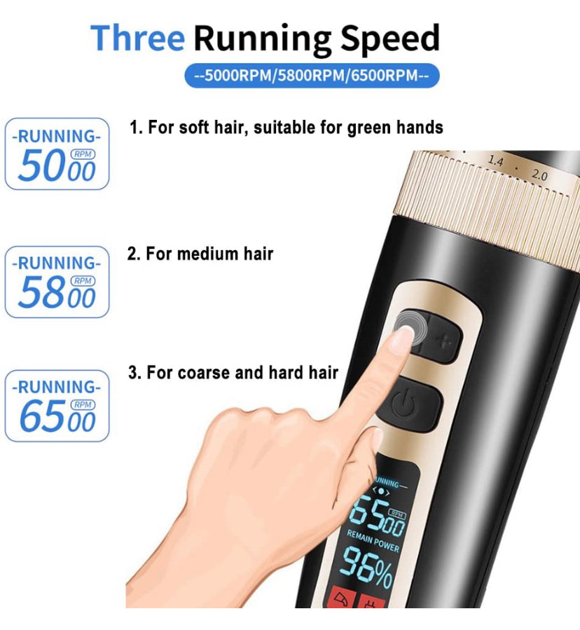 Professional Dog Grooming kit, 3 Speed Rechargeable Cordless Dog Clippers Low Noise Low Vibration, LED Screen Indicate Power/Lubricating/Cleaning