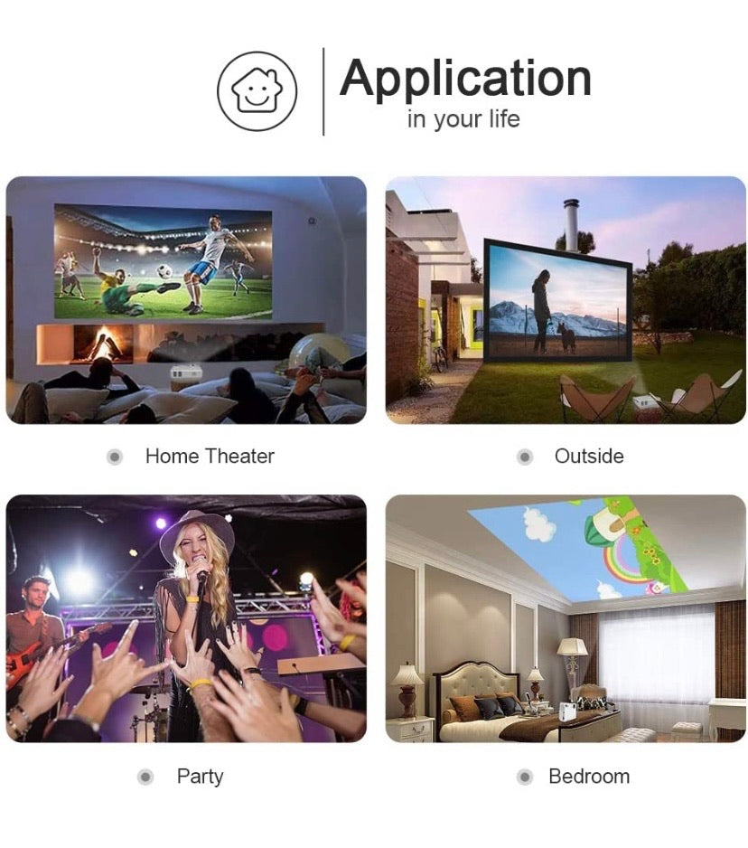 Professional HI-04 1080P Supported 4Inch Mini Projector with 170" Display - 40,000 Hours LED Full HD Video Projector, Compatible with HDMI,USB,SD (Latest Upgrade)