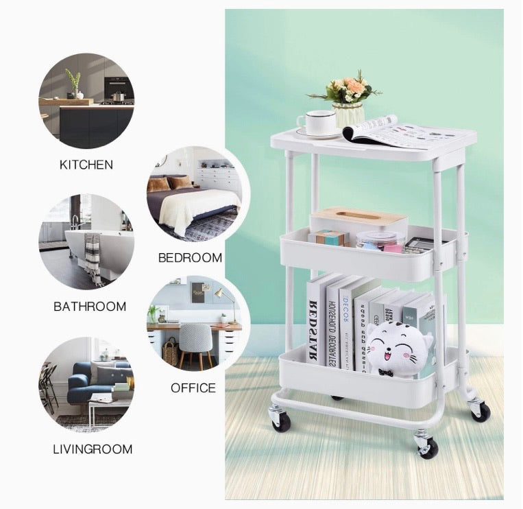 3-Tier Serving Storage Trolley with Table Top