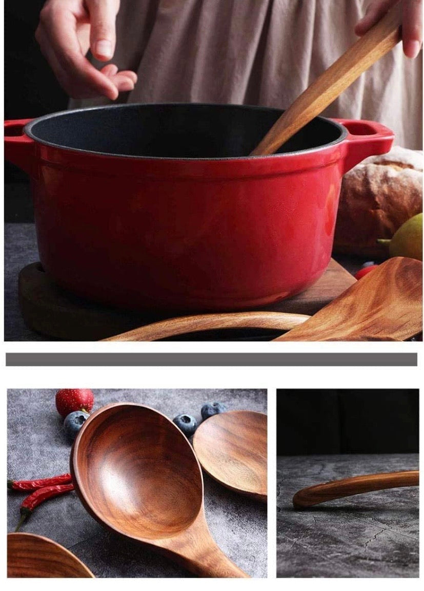 Wooden Utensils Set for Kitchen, Messon Handmade Natural Teak Cooking Spoons Wooden Spatula for Nonstick Cookware