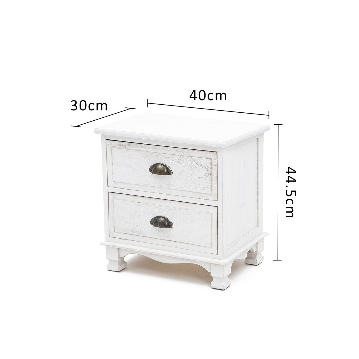 2x LaBella Bedside Table 2 Drawer Vintage Side Storage Cabinet Bedroom WHITE