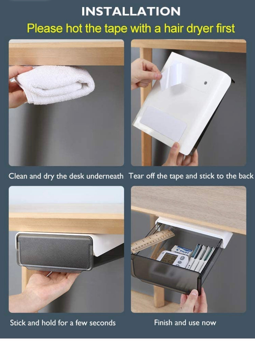 Under Desk Storage Drawer, Pencil and Office Supplies Organizer
