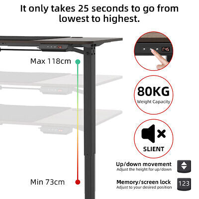 Motorised Height Adjustable Electric Sit Stand Computer Desk Office Motor Table