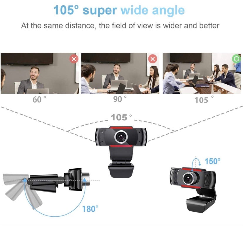 Webcam 1080P Full HD with microphone, JOYACCESS USB Computer Camera Compatible with Mac PC Laptop Tablet. Multi-Compatible, for Computer Windows Video Conferencing, Recording, and Streaming (Black Red)