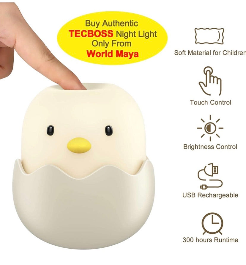 Baby Night Light, Cute Chick Night Light for Kids, Soft Silicone Kids Nightlight Rechargeable LED Touch Lamp, Baby Girl Boys Gifts, Birthday Gifts for Toddler Kids