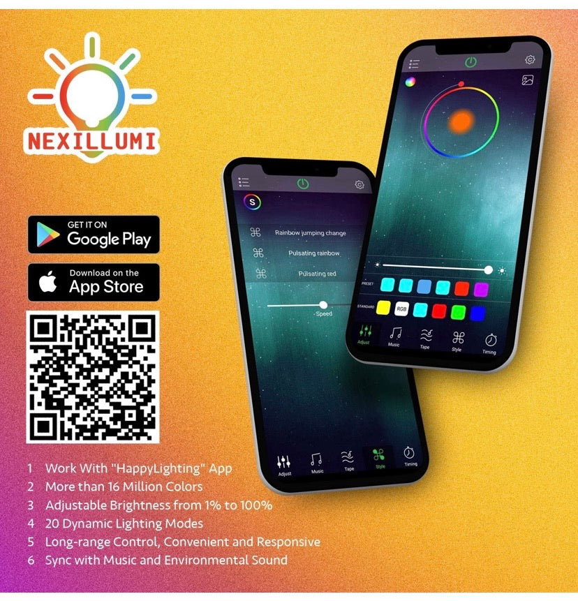 Nexillumi 40"-60" TV Backlight Light Strip Kit for Room APP Control Sync to Music, 5050 RGB Waterproof IP65 USB LED Strip Lights