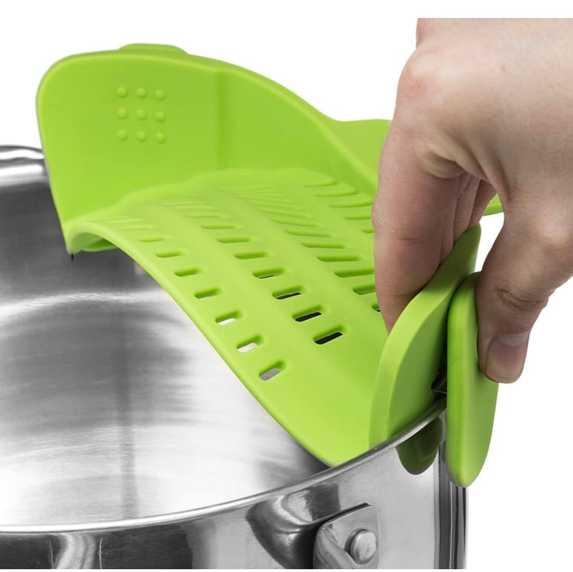 Snap 'N Strain Strainer, Clip On Silicone Colander, Fits All Pots and Bowls - Lime Green