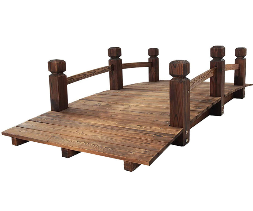 Garden Wooden Rustic Bridge Decoration Decor Outdoor Landscape 160cm Length Rail
