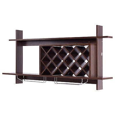 Wall-mounted Wine Rack Bottle Glass Holder Wine Storage Shelf Bar Home