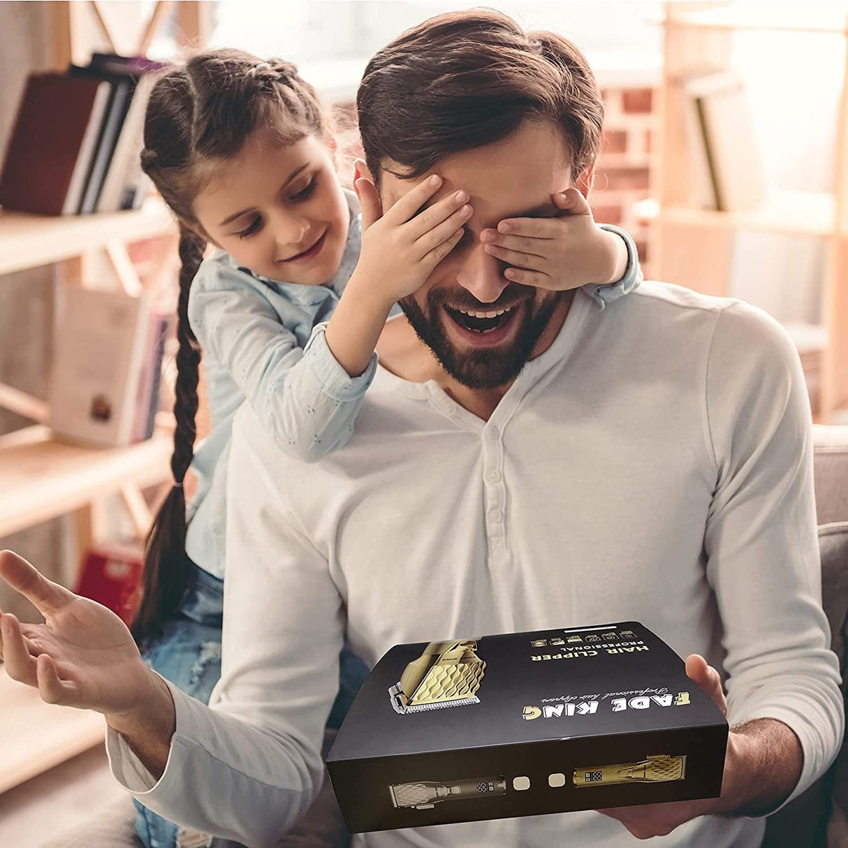 Fade King Hair Clippers for Men - Professional Clippers for Hair Cutting, Beard Trimmer Barbers Clippers for Men Women Kids Clipper Set Cordless & LED Display, All Metal Quiet Motor(Gold)