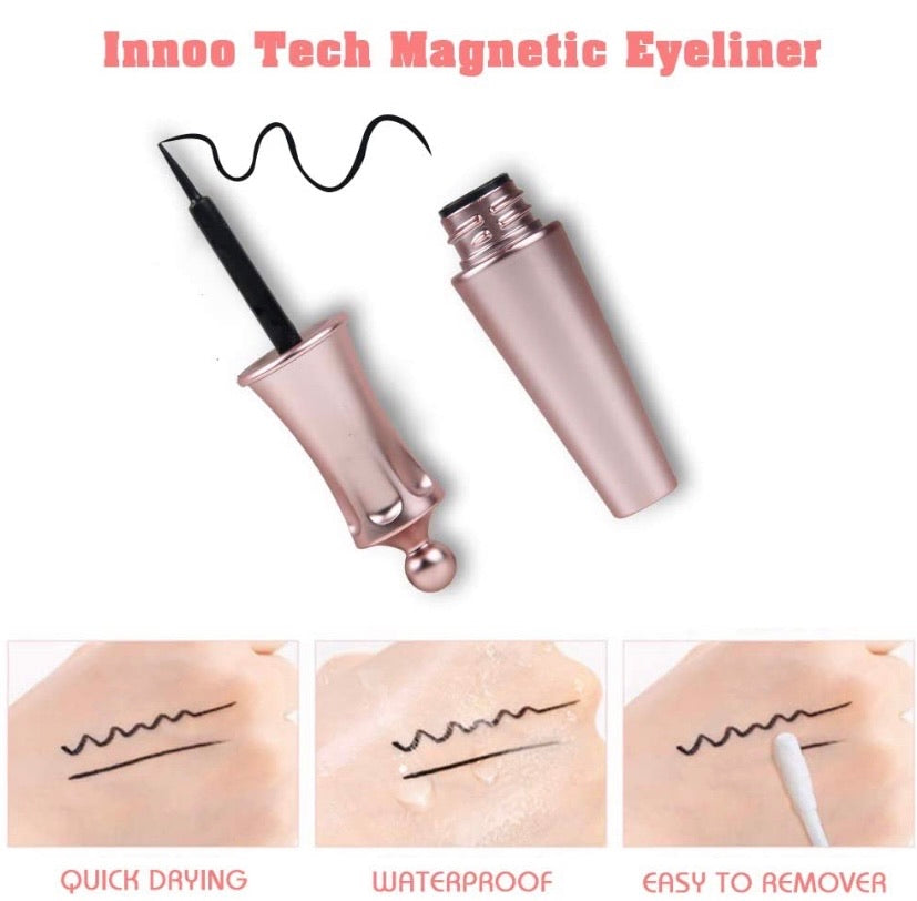 Magnetic Eyeliners and Eyelashes kit, 2 Pairs Natural and Reusable Eyelashes with a Tweezer and Fashion Mirror Kit, Your Fast Eye-Makeup Helper