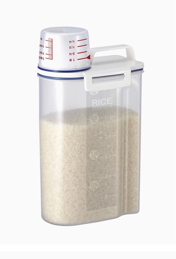 Rice Container Bin with Pour Spout Plastic Clear 2L, 7509, Plastic, White, Clear, 1 Pack