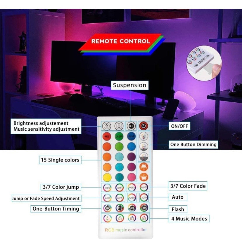 Bluetooth LED Strip Light, 5050 450LEDs RGB Colors Changing, Smart Phone APP Control