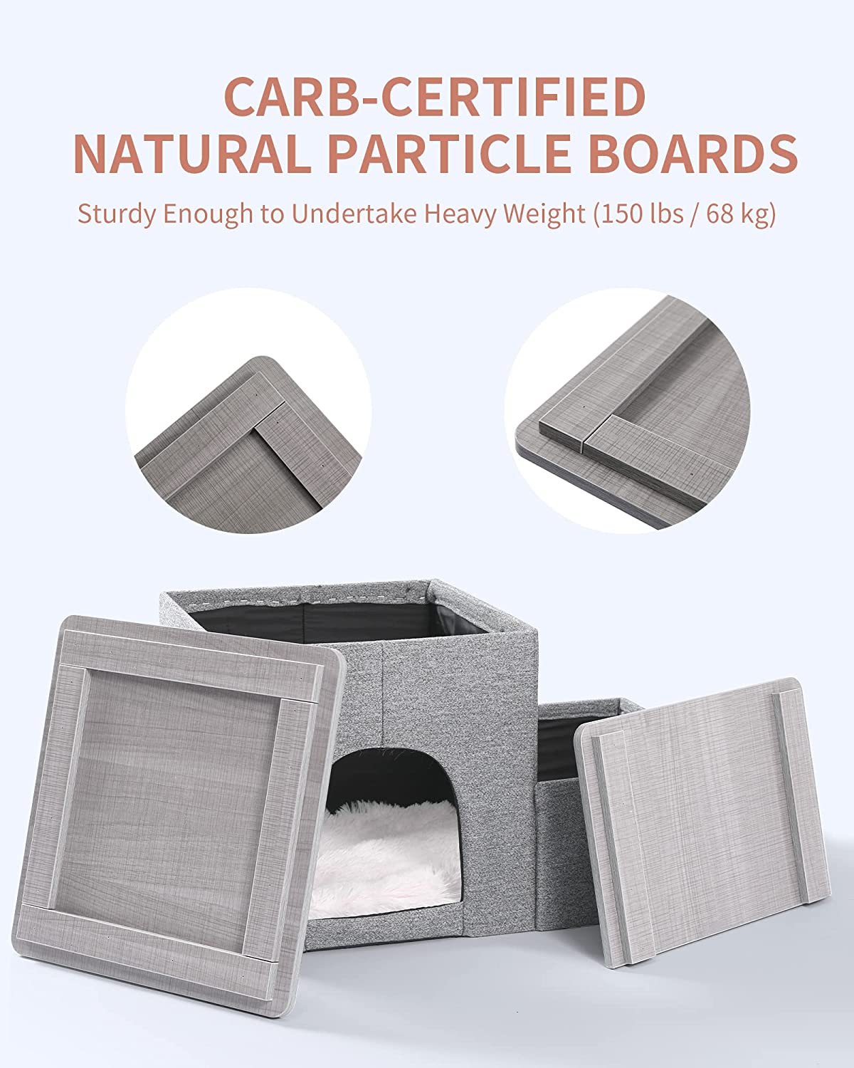 Dog Stairs for High Beds, Small Dogs Pet Steps Stool to Get on Bed, Cat Stairs Ladder, Puppy Toy Storage Folding Doggie Ramp for Couch, Car, Home