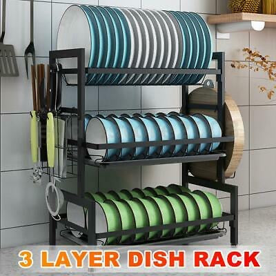 3 Tier Stainless Steel Dish Drying Rack Organizer Kitchen Storage Holder