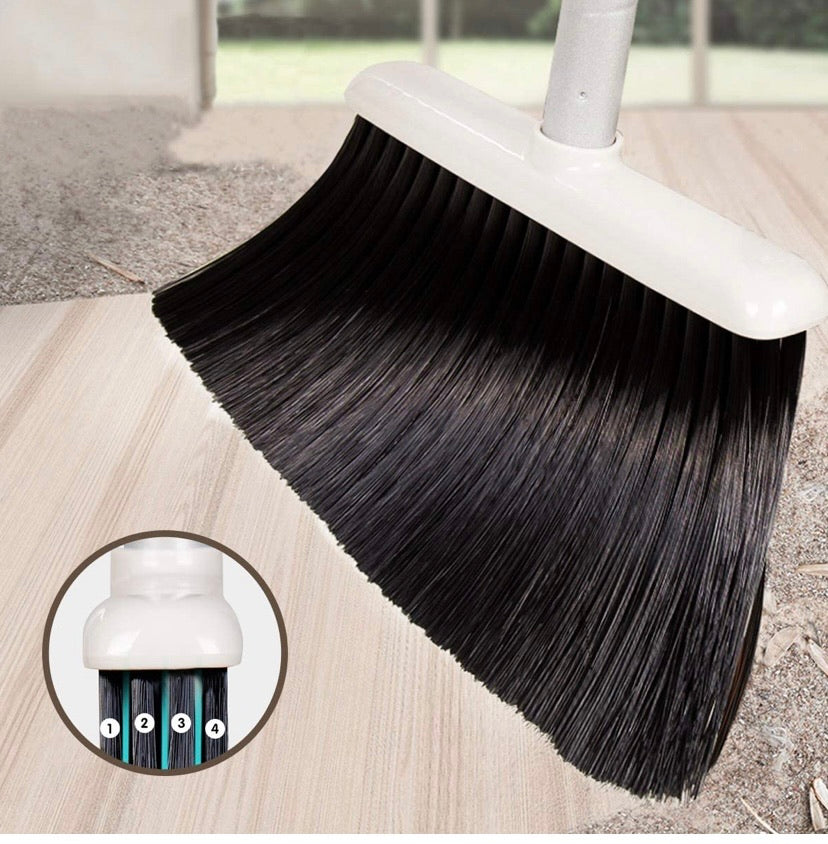 Broom and Dustpan Set, Long Handle Stand Up Store Indoor Outdoor for Home Kitchen with Broom Holder