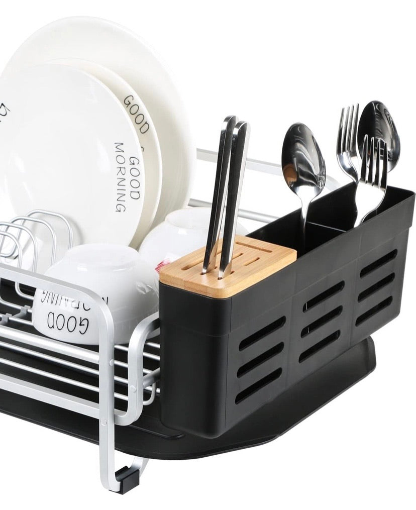 Kingrack Dish Rack, Aluminum Dish Drainer, Dish Drying Rack with Removable Drip Tray