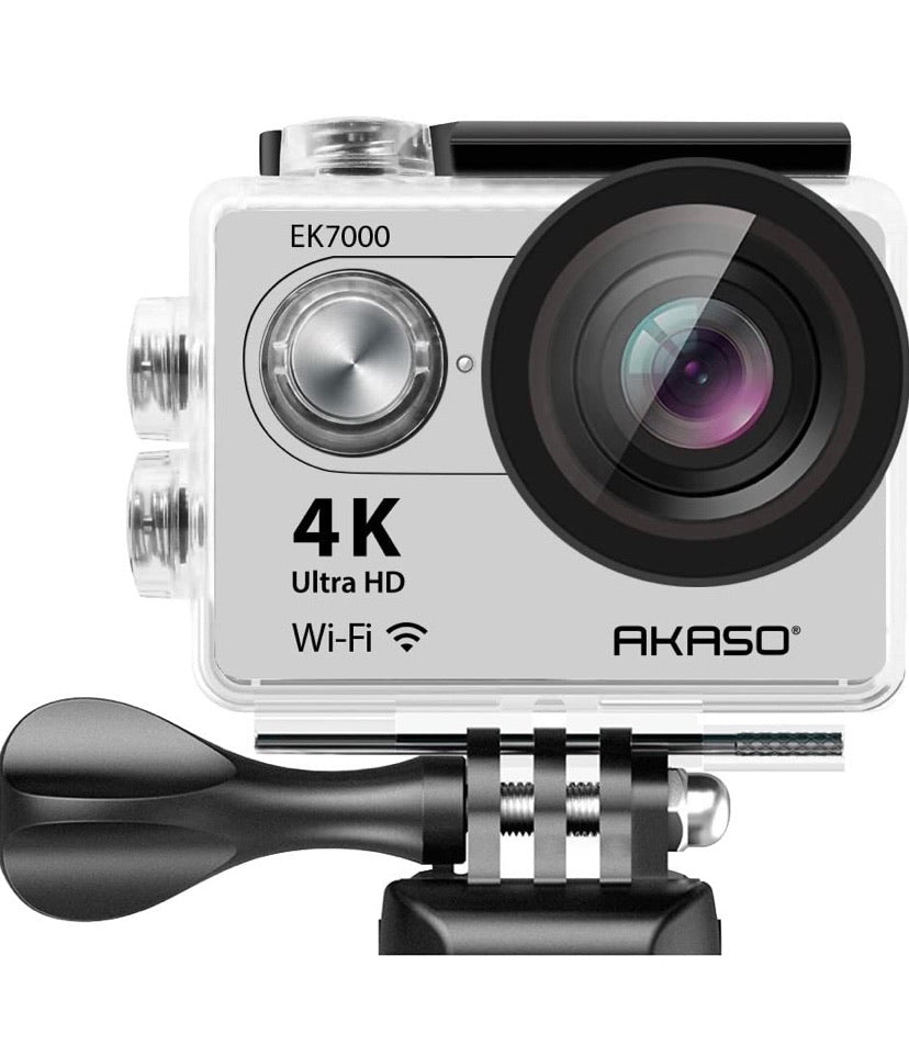 4K Wi-Fi Sports Action Camera Ultra HD Waterproof DV Camcorder 12MP 170 Degree Wide Angle LCD Screen/Remote, Sage/Silver (EK7000SL)