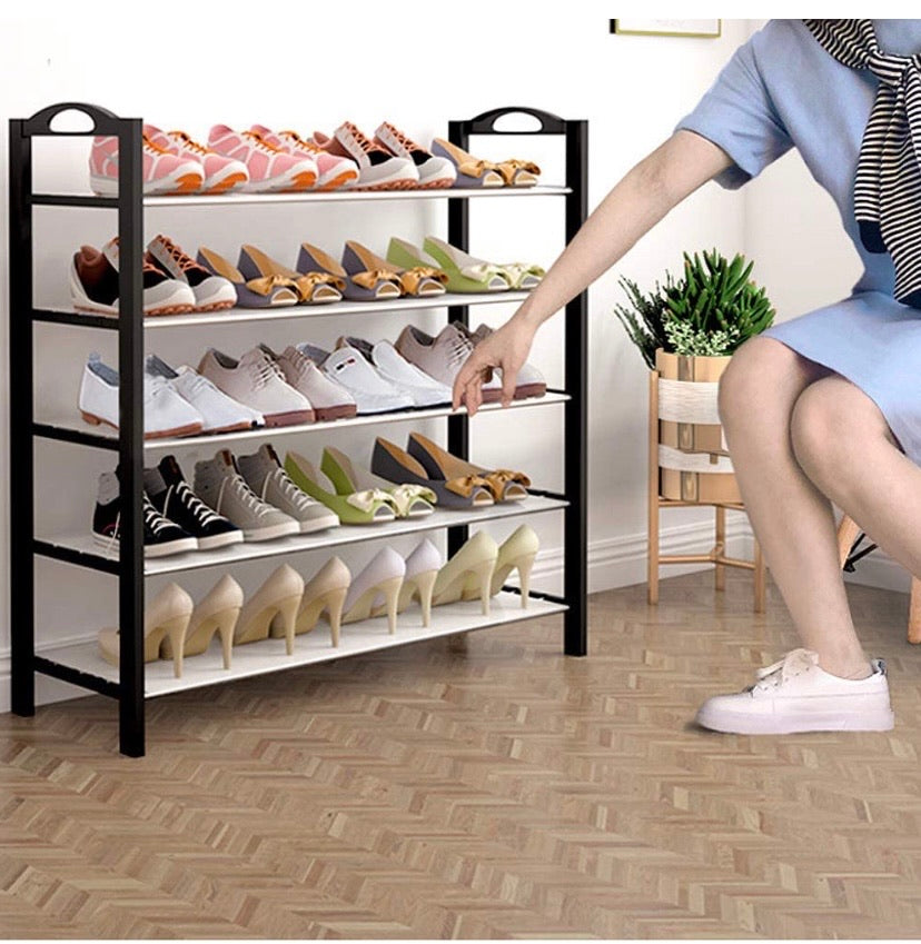 4 Tier Shoe Rack Organizer Entryway Shoe Storage, Black Shoe Rack with Premium Metal, Space-Saving Design, Easy to Assemble - Holds 20 Pairs - (L) 80cm x (W) 25cm x (H) 62cm (Black)