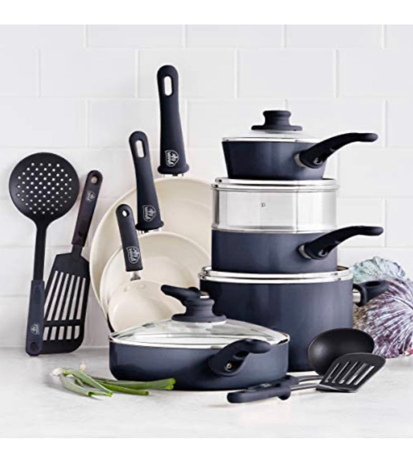 GreenLife Soft Grip 16pc Ceramic Non-Stick Cookware Set
