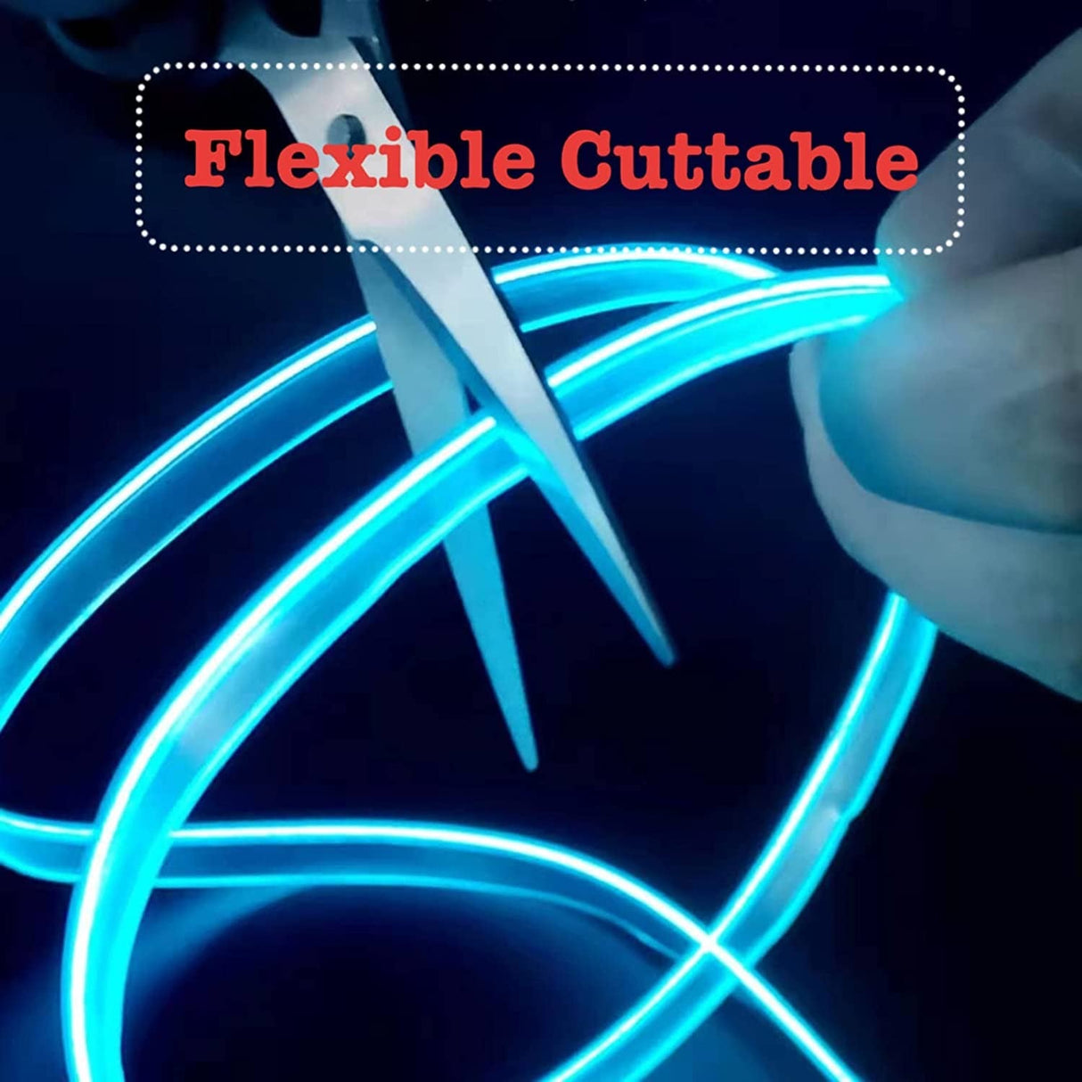 EL Wire Interior Car LED Strip Lights, USB Neon Glowing Strobing Electroluminescent Wire Lights, Ambient Lighting Kits for Car, Garden, Decorations, 5M (Blue)