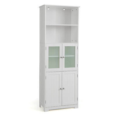 Bathroom Cabinet 4-Door Storage Shelf Tall Cupboard Pantry Kitchen 163CM
