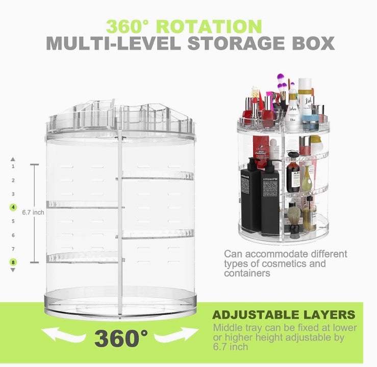 Rotating Adjustable Cosmetic Organiser