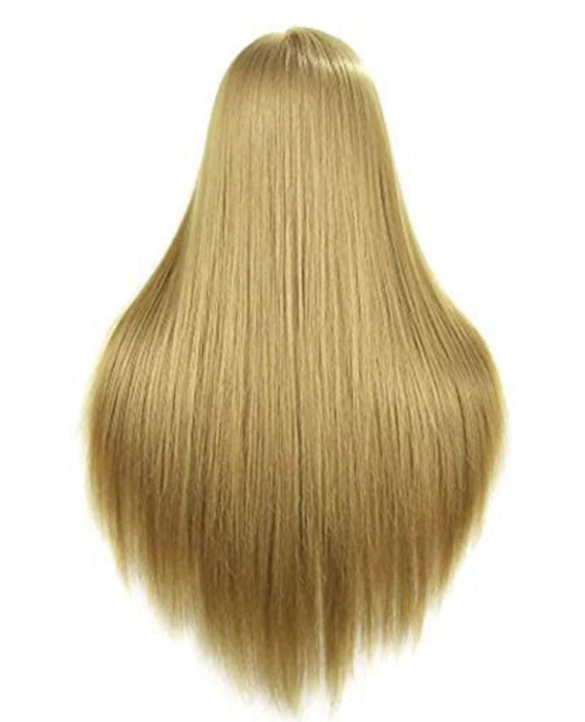 28" Cosmetology Mannequin Head Hairdressing Hair Styling Head Synthetic Hair Training Head Manikin Doll Head(A Free Clamp)