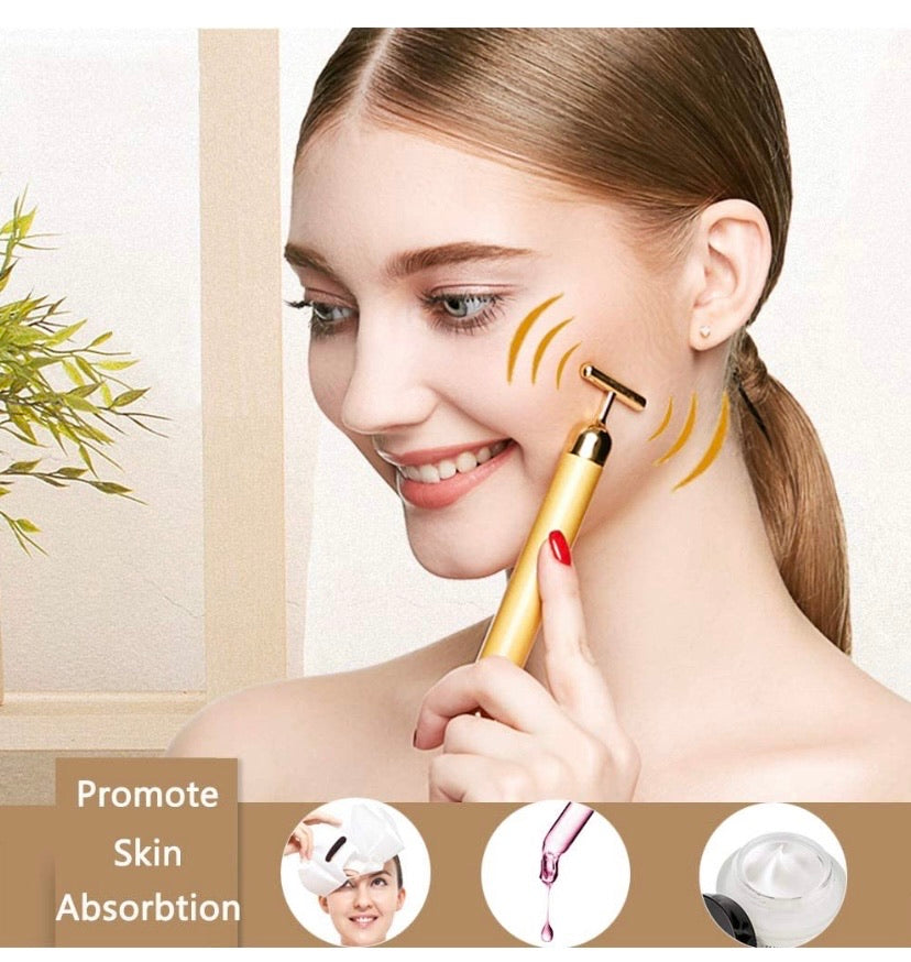 2-IN-1 Beauty Bar 24k Golden Pulse Facial Face Massager