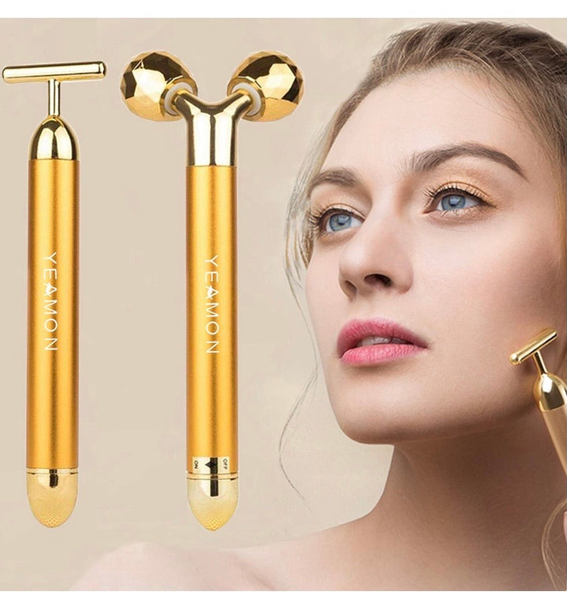 2-IN-1 Beauty Bar 24k Golden Pulse Facial Face Massager