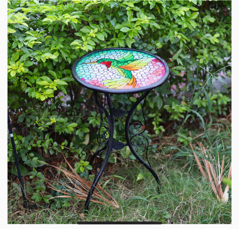 Liffy Outdoor Mosaic Side Table Hummingbird Bench