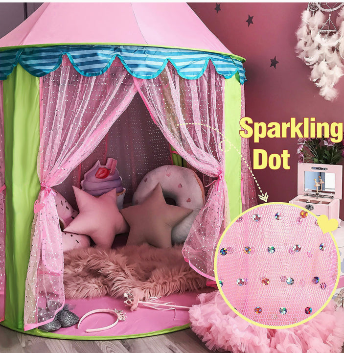 Play Tent Girls Princess Castle with Star Lights & Carry Bag for Indoor & Outdoor Use by Tiny Land