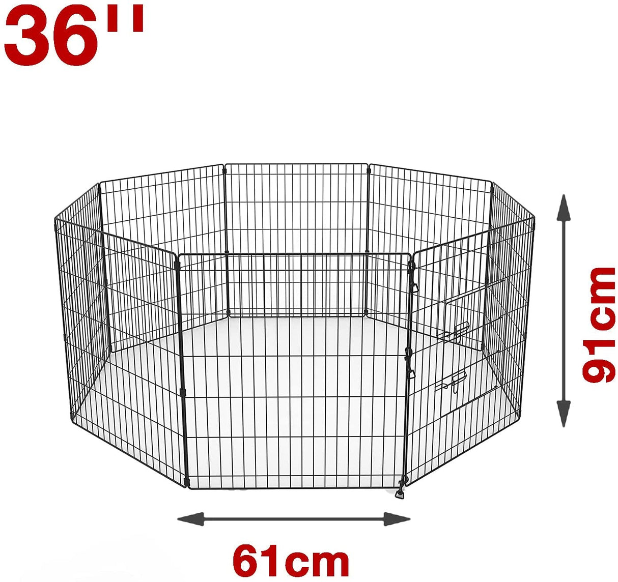 42" Pet Playpen Dog Dence Exercise Pen, 8 Panel Pet Dog Playpen Puppy Enclosure Fence Play Pen, Indoor/Outdoor Foldable Metal Fitness Pen (Black, 107x61cm x8)