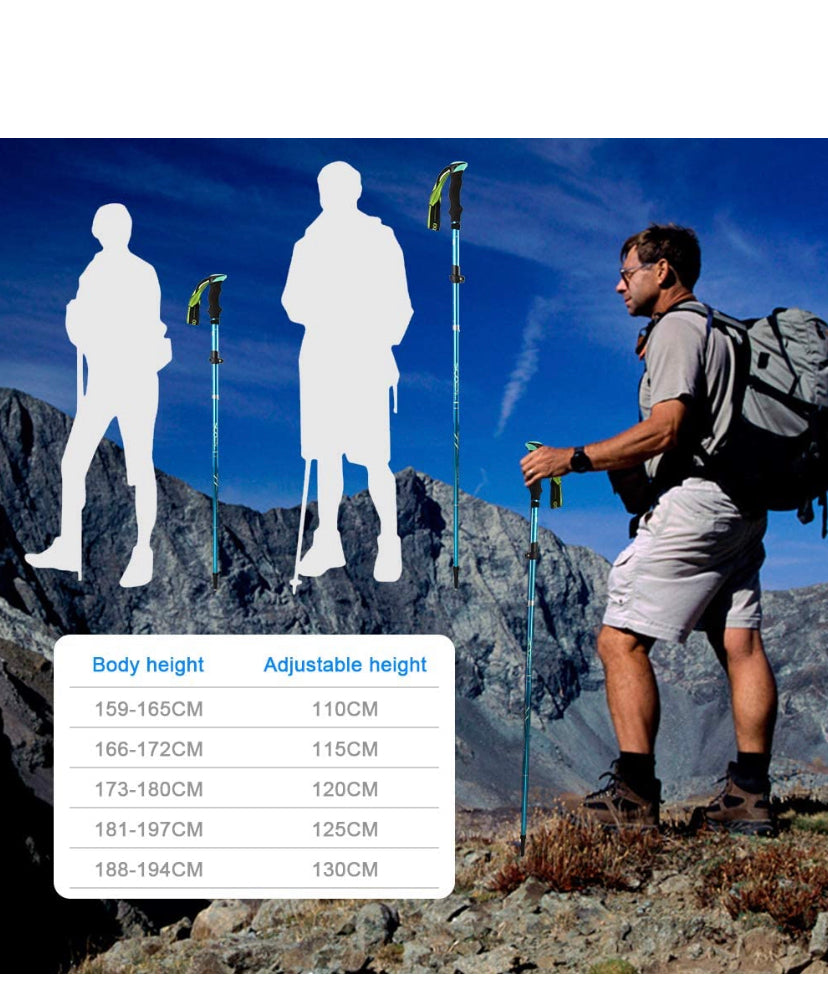 Nordic Walking Trekking Poles with Quick Lock System, Folding, Collapsible, Ultralight for Hiking, Camping, Mountaining, Walking, Trekking