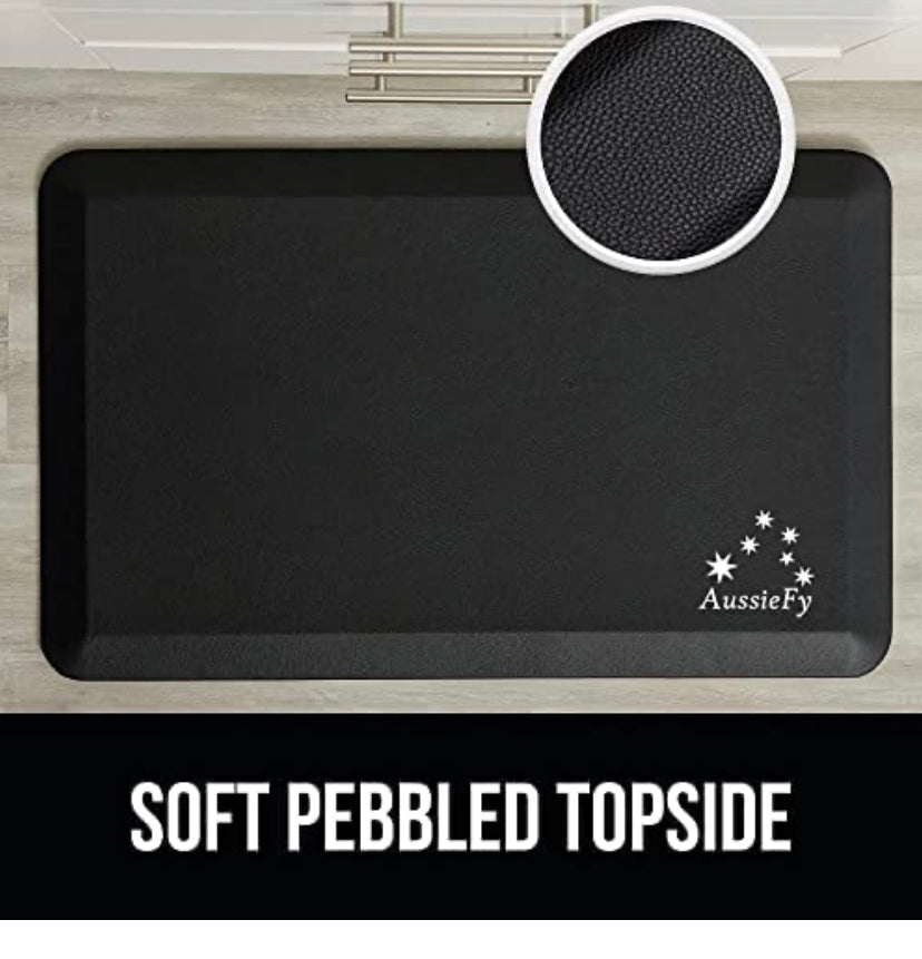 Premium Anti Fatigue Mat, Kitchen Mat, Standing Desk Mat, Floor Mat, Durable Non Slip Bottom, Waterproof Ergonomic Comfort Foam Rug & Mat for Kitchen, Sink, Office, Home or Garage (81 x 51 x 2 cm) Black (1)