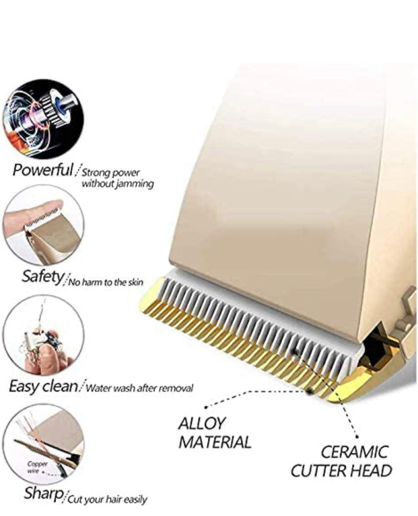 Hair Clippers For Men,Ceramic Blade Rechargeable Hair Trimmer Set,Cordless Haircut Machine For Men/Kids/Baby/Barber Grooming Kit (Gold)