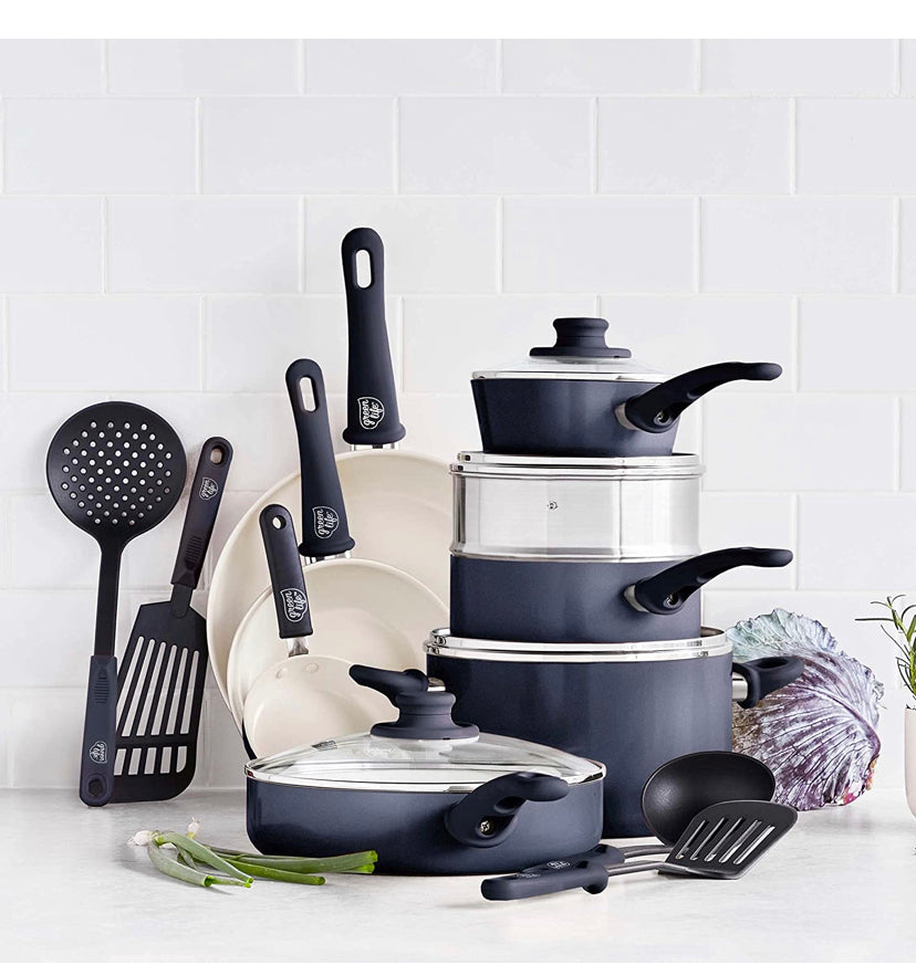 GreenLife Soft Grip 16pc Ceramic Non-Stick Cookware Set