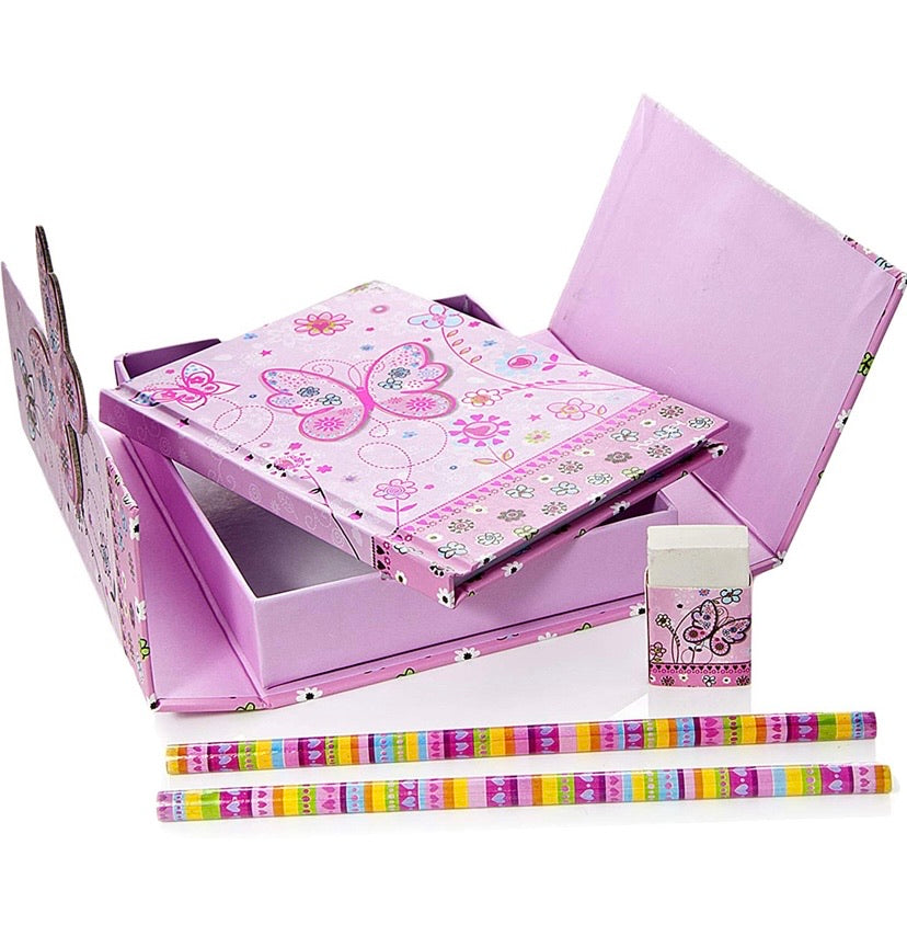 Butterly Gift Idea for Girls Boxed Children's Notebook and Stationery Gift Set
