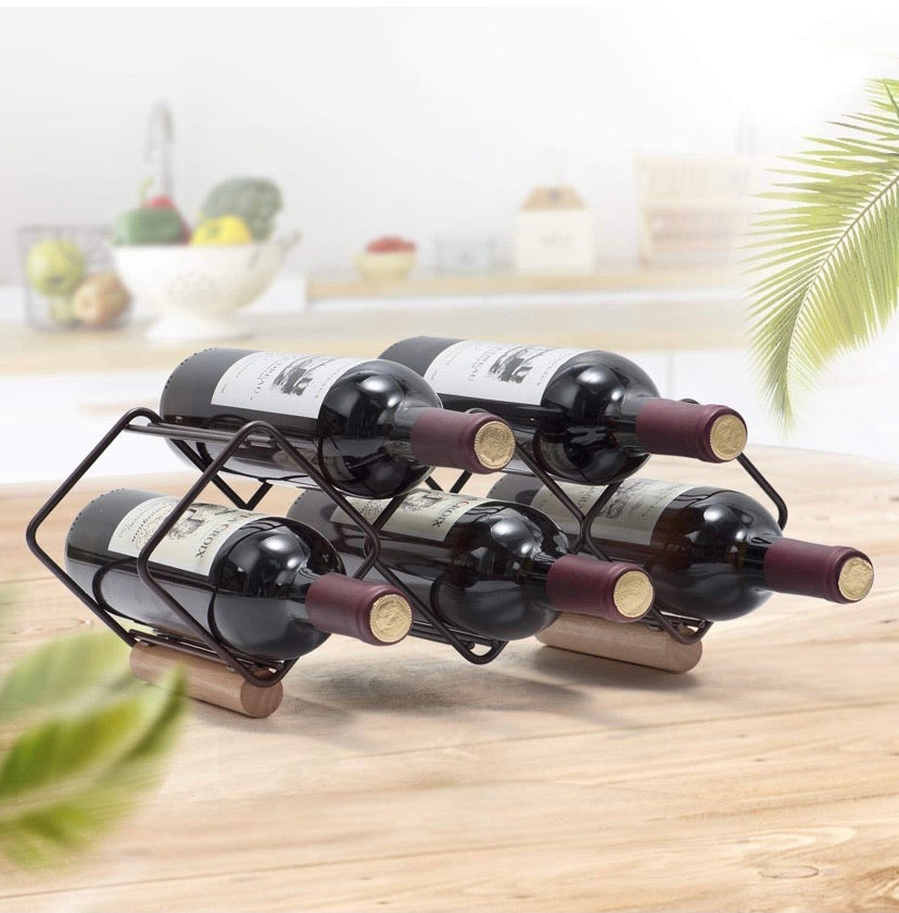 Wine Rack Stackable, Horizontal Wine Bottles Holder Racks, Metal Copper Wine Holder Storage Free Standing, Tabletop Wine Rack 5 Bottle, Ready Assembled, Easy to Put
